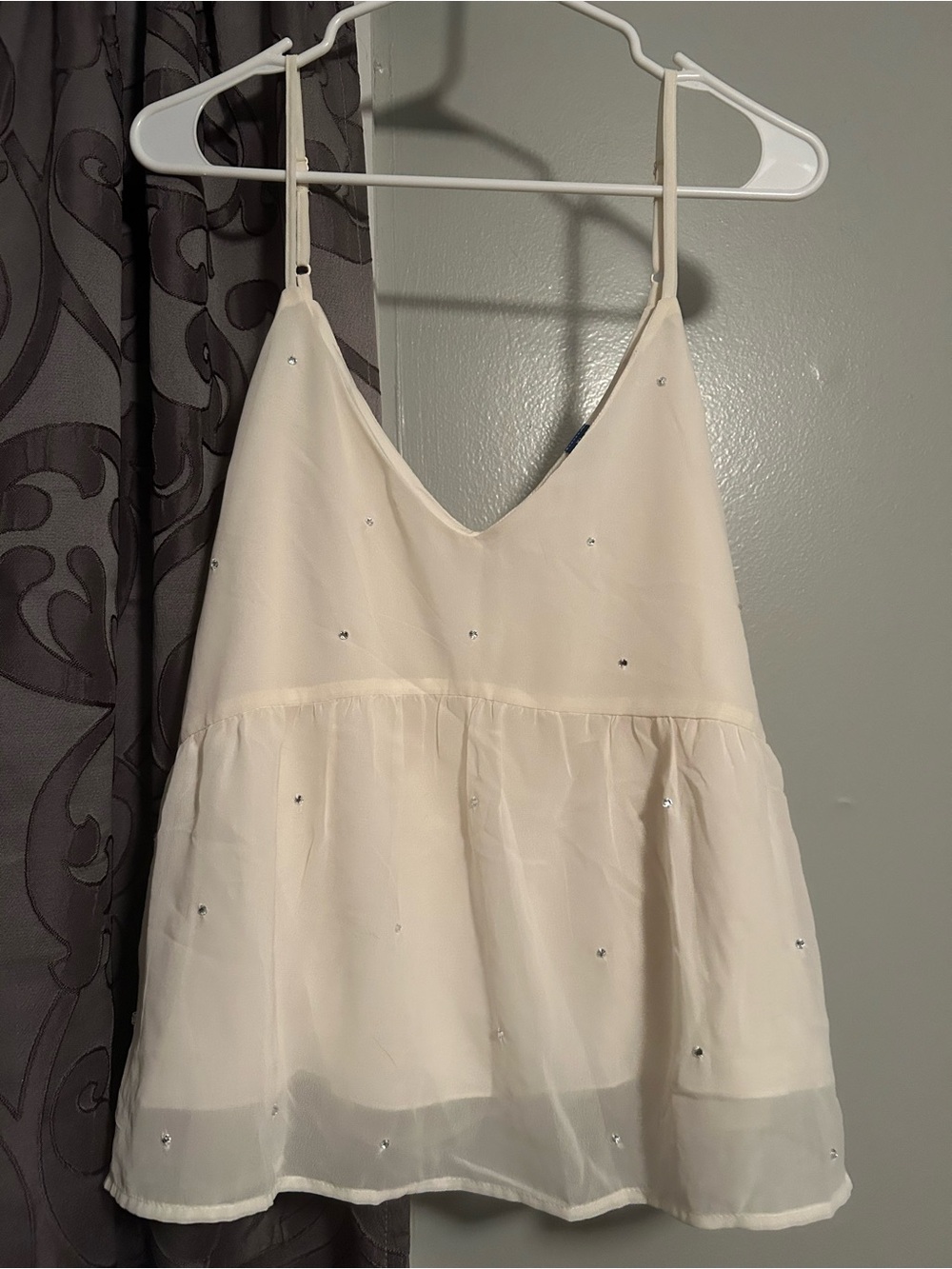 Old Navy Cream Embellished Spaghetti Strap Tank